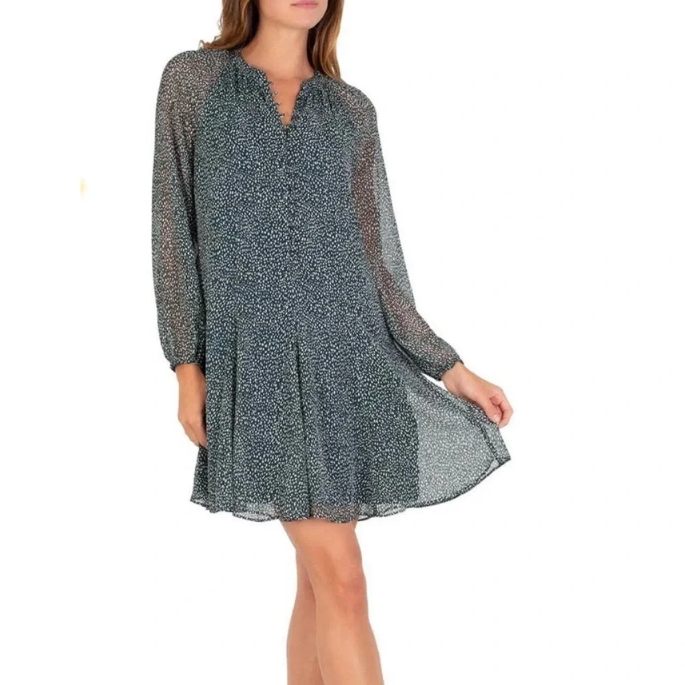 Joie Balloon Sleeve Dress in Green Arctic Animal Print​ - Picture 4 of 8